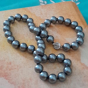 Genuine Blue Akoya Pearl Necklace Japanese Pearl AAA 9/9,5mm Flower Rose 925 Silver Clasp, June Birthstone Necklace Women Gift Pearl Jewelry