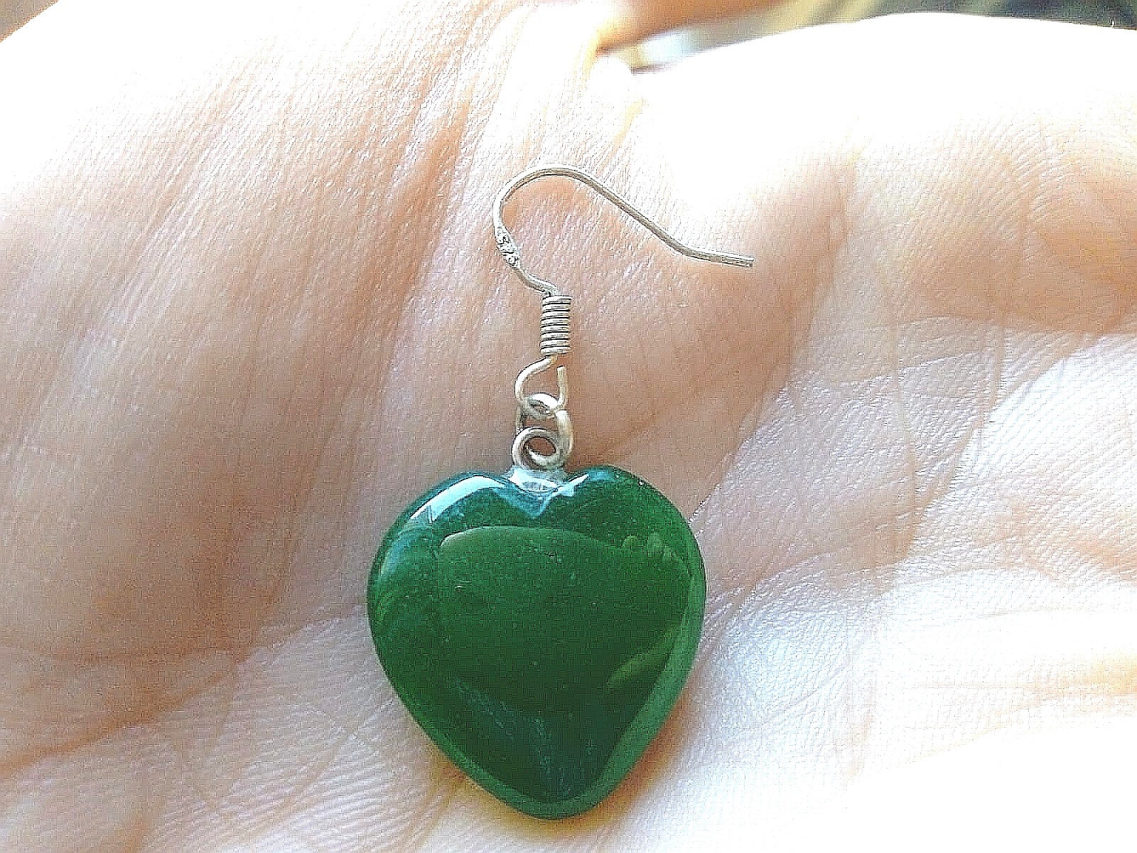 Orecchini A Chiodo In Argento 925 Con Giada Verde Mielina A Forma Di Cuore - Gioielli Semplici E Di Temperamento - 2