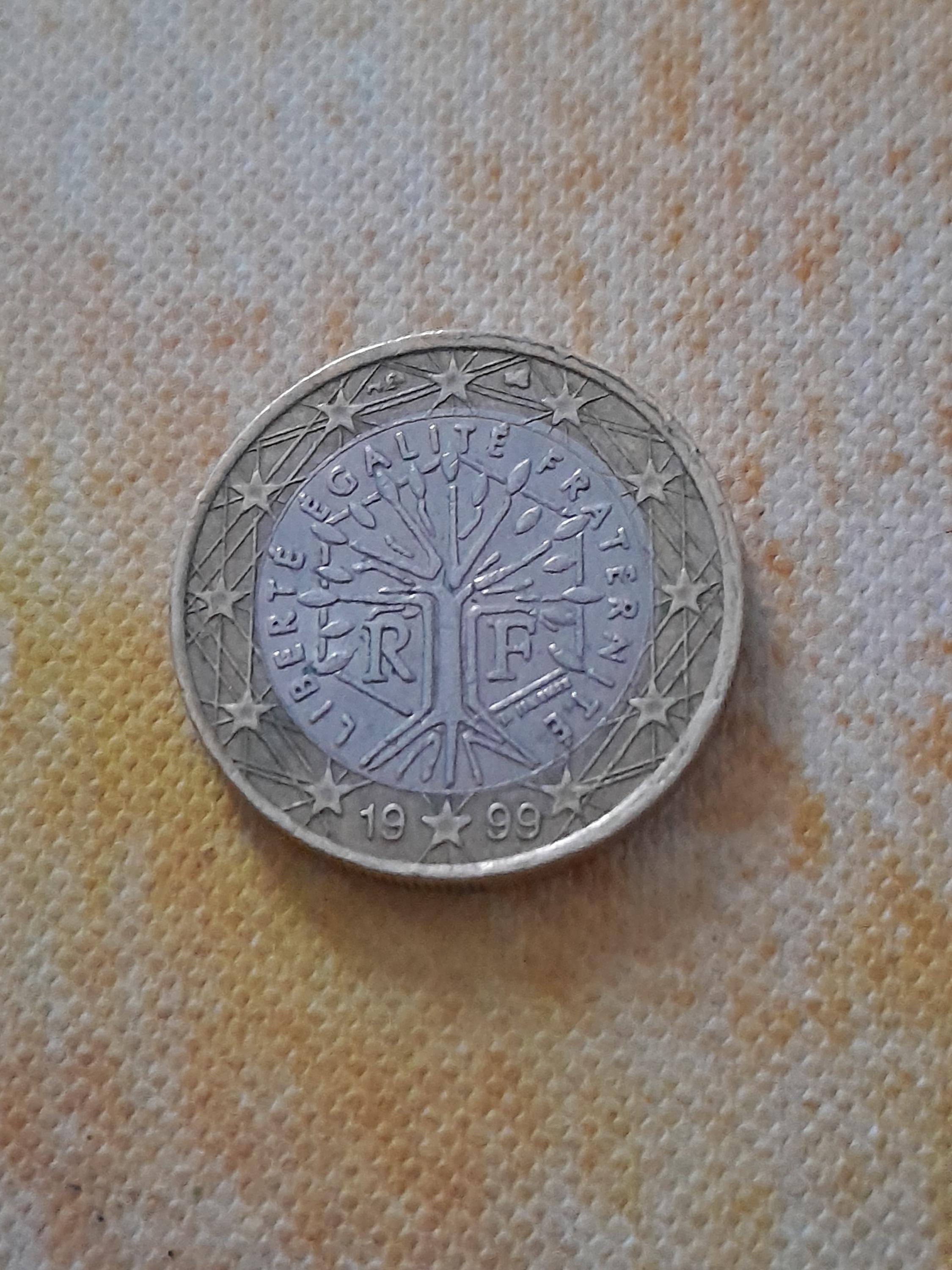 1ユーロ 1999年 - 非常に希少なフランスのユーロ硬貨 - RF - Liberte Egalite Fraternite