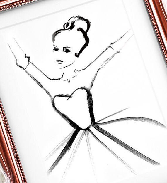 Audrey Hepburn Style Fashion Illustration Print Ballroom Bedroom Decor Black And White Chic By Bowbury