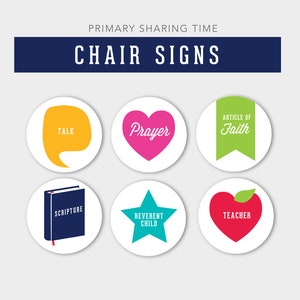 Scripture Talk Seat Chair Covers LDS Primary Sharing Time Assignments LDS Prayer Printables