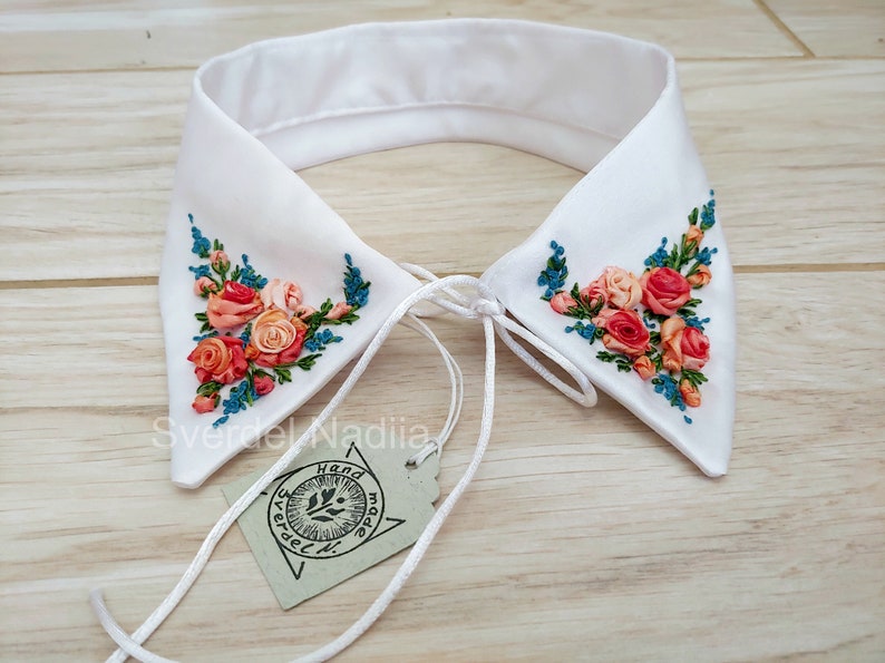 false shirt collar \u00a0decorative collar \u00a0patch collar shirt gift wrap,handwork embroidery with ribbons, fake shirt collar collar for women