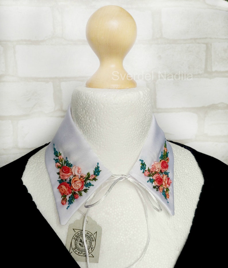 false shirt collar \u00a0decorative collar \u00a0patch collar shirt gift wrap,handwork embroidery with ribbons, fake shirt collar collar for women
