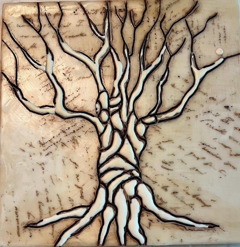 Life Of Trees Encaustic Hot Wax Tabletop Art Wall Art Beeswax US 