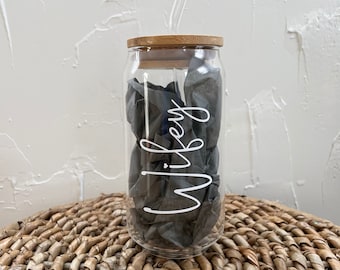 Wifey Cup Wifey Iced Coffee Cup Wifey Mug Glass Wifey Glass Cup Iced Coffee with Bamboo Lid Engagement Gift Bridal Shower Gift Bride to Be