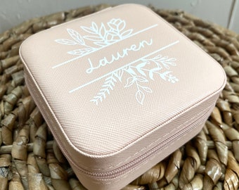 Custom Jewelry Box - Bridesmaid Gift - Flower Jewelry Case - Custom Travel Jewelry Box- Mother in law Gift Gift for Mom