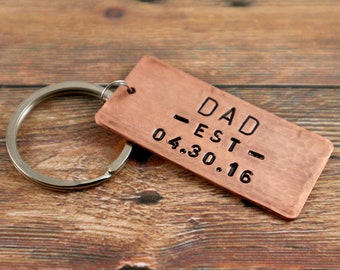 Personalized Dad Keychain New Dad Gift for Dad First Fathers Day Gift New Fathers Day Keychain Dad est Keychain Dad Keyring Dad Key Chain