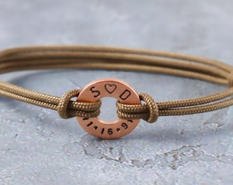 8 Years Wedding anniversary Gift for Him Her Personalized Husband Wife Custom Bracelet Bronze 8 years marriage Gift for Men Hand Stamped