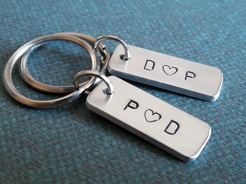 Couples Keychain Set Custom Initials Matching Set of 2 Etsy