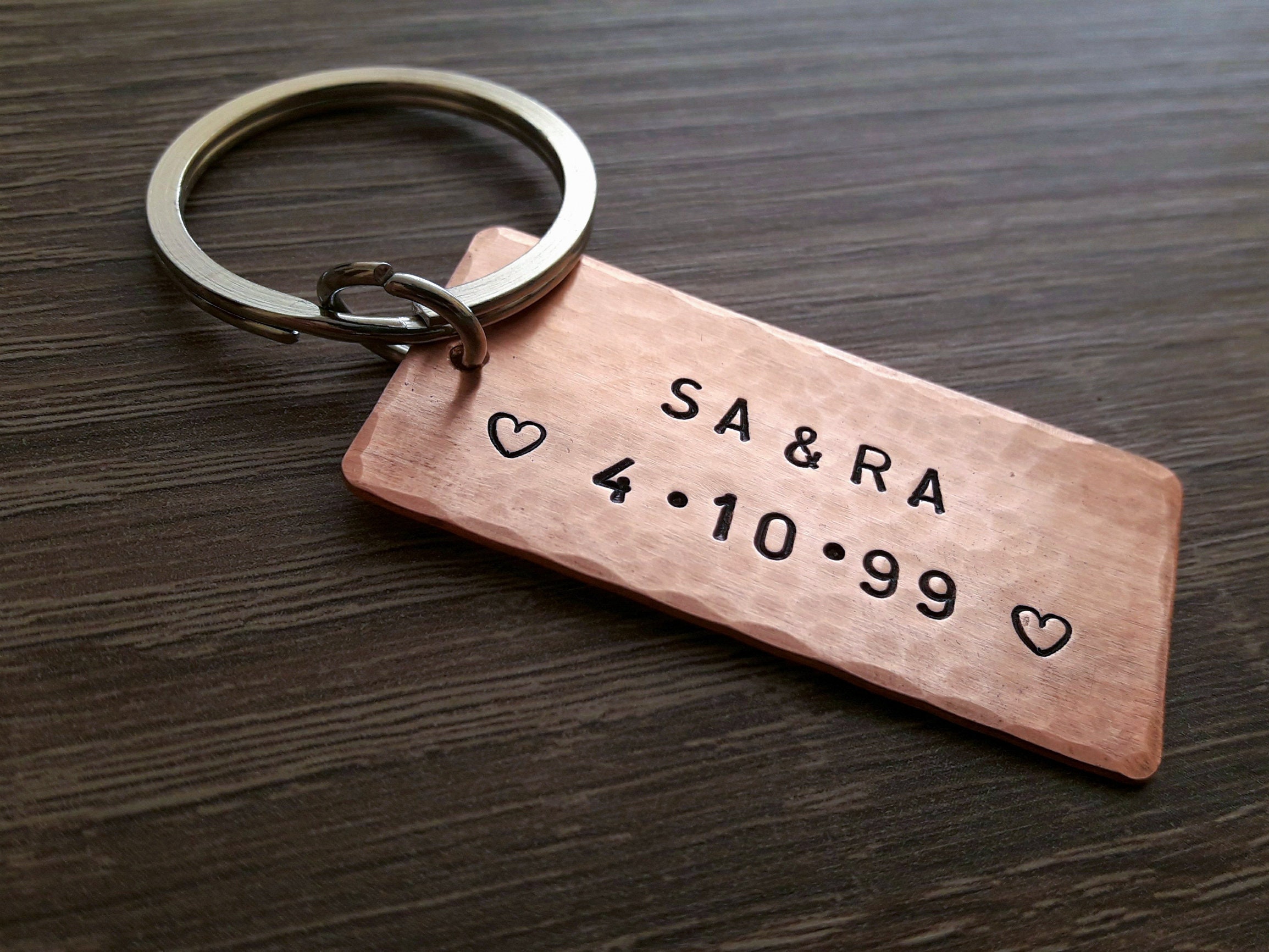 Anniversary Wedding Date Keychain Personalized Bride Groom Etsy