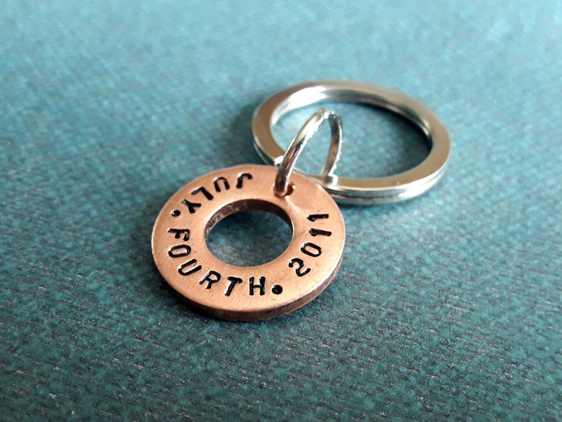 Personalized Washer Keychain Double sided Keychain Custom Date Etsy