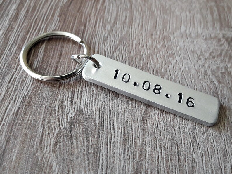 Date Keychain Anniversary Gift Birthday Gift Personalized Gift Etsy