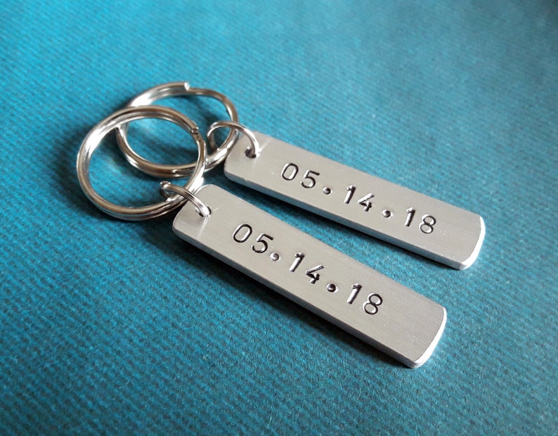 Date Keychain Anniversary Gift Birthday Gift Personalized Gift Etsy