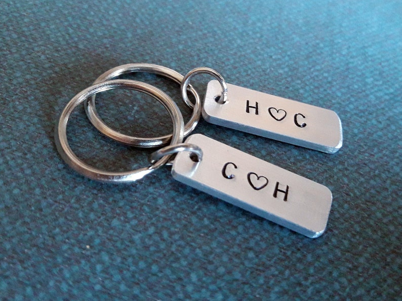 Couples Keychain Set Custom Initials Matching Set of 2 Etsy