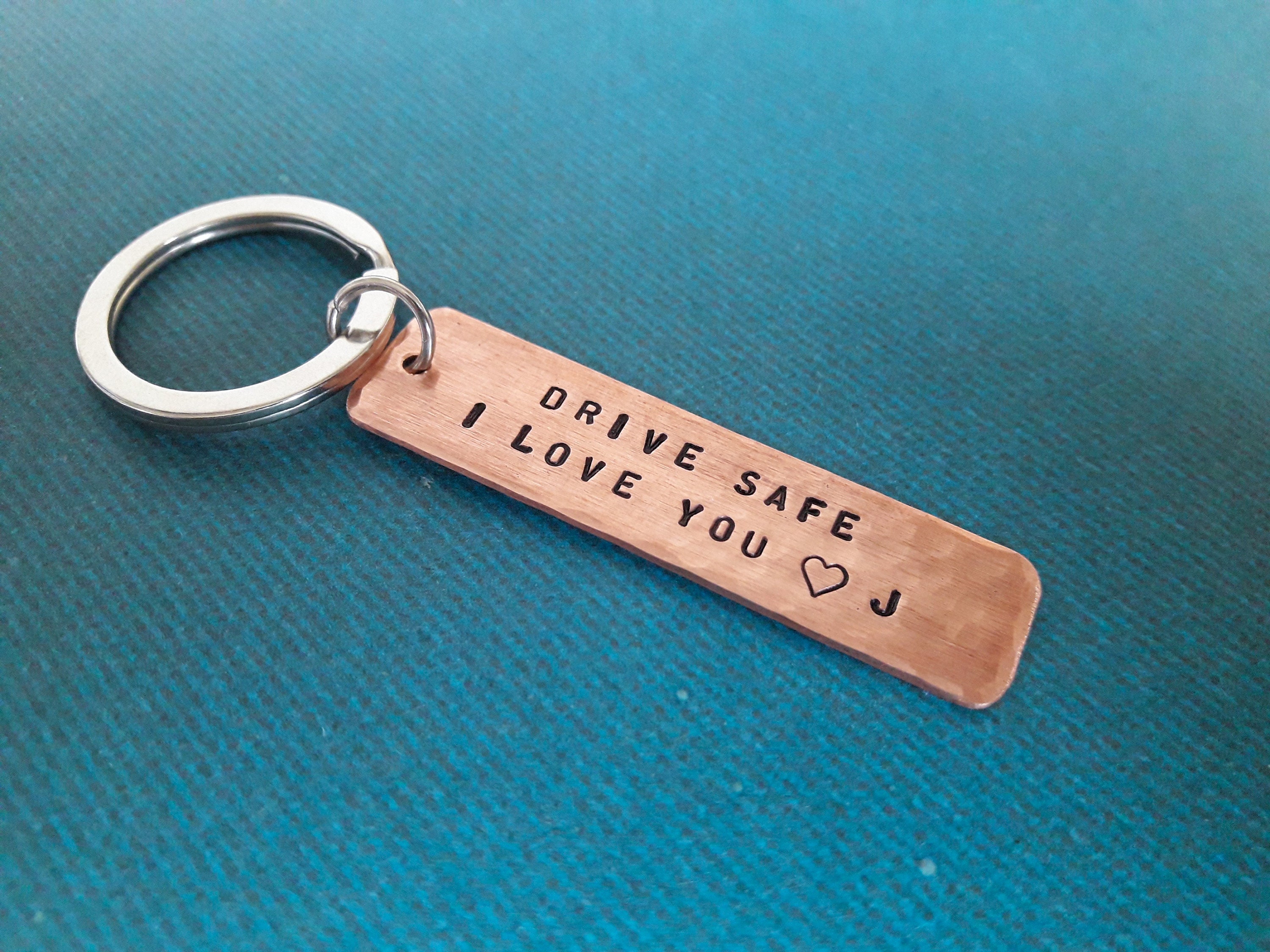 Drive Safe Keychain I Love You With Initial Custom Hand Etsy