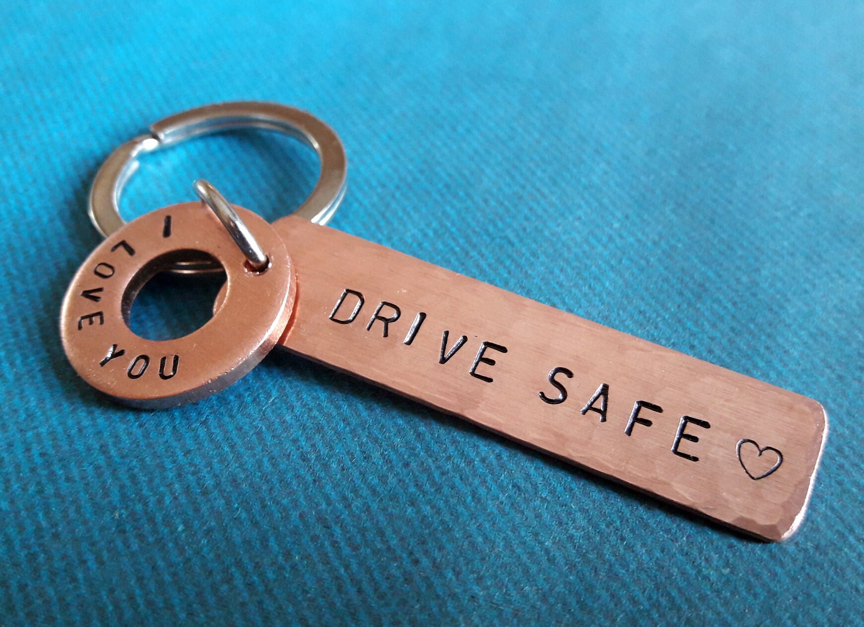 Drive Safe Keychain I Love You With Initial Custom Hand Etsy