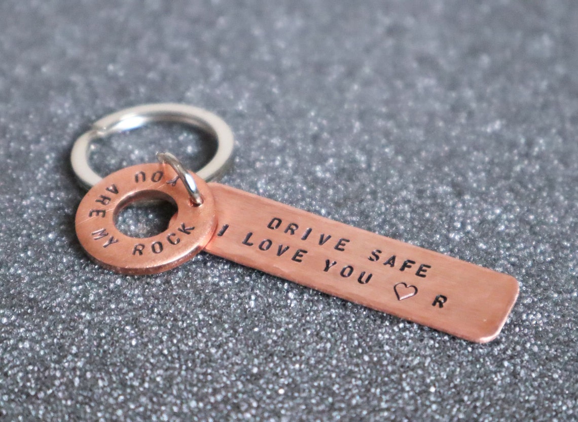 Drive Safe Keychain I Love You With Initial Custom Hand Etsy