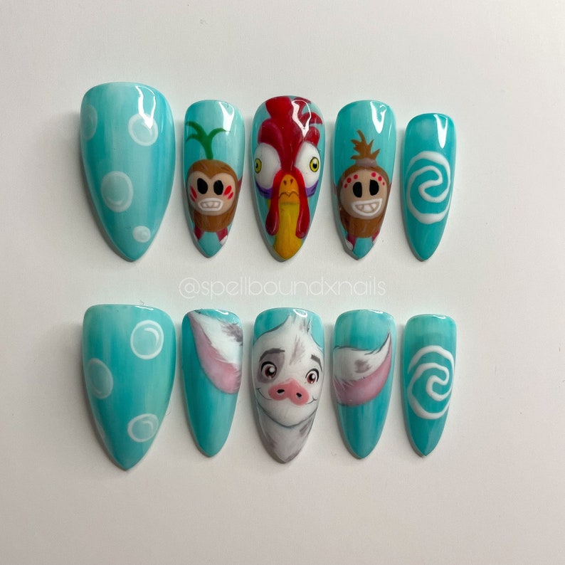 Moana Pua & Hei Hei press on nails | Etsy