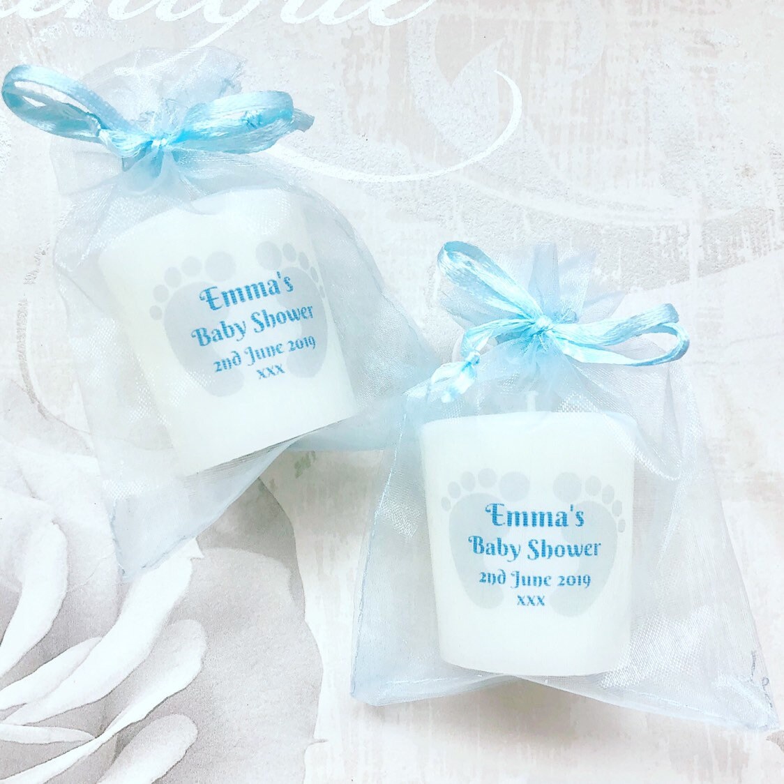 Candicecandlez Large Handmade Personalised Baby Shower Votive Candle