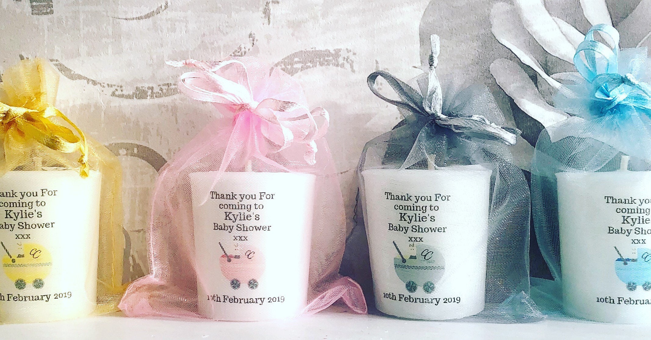 SCENTED Large Handmade Personalised Baby Shower Votive Candle Etsy