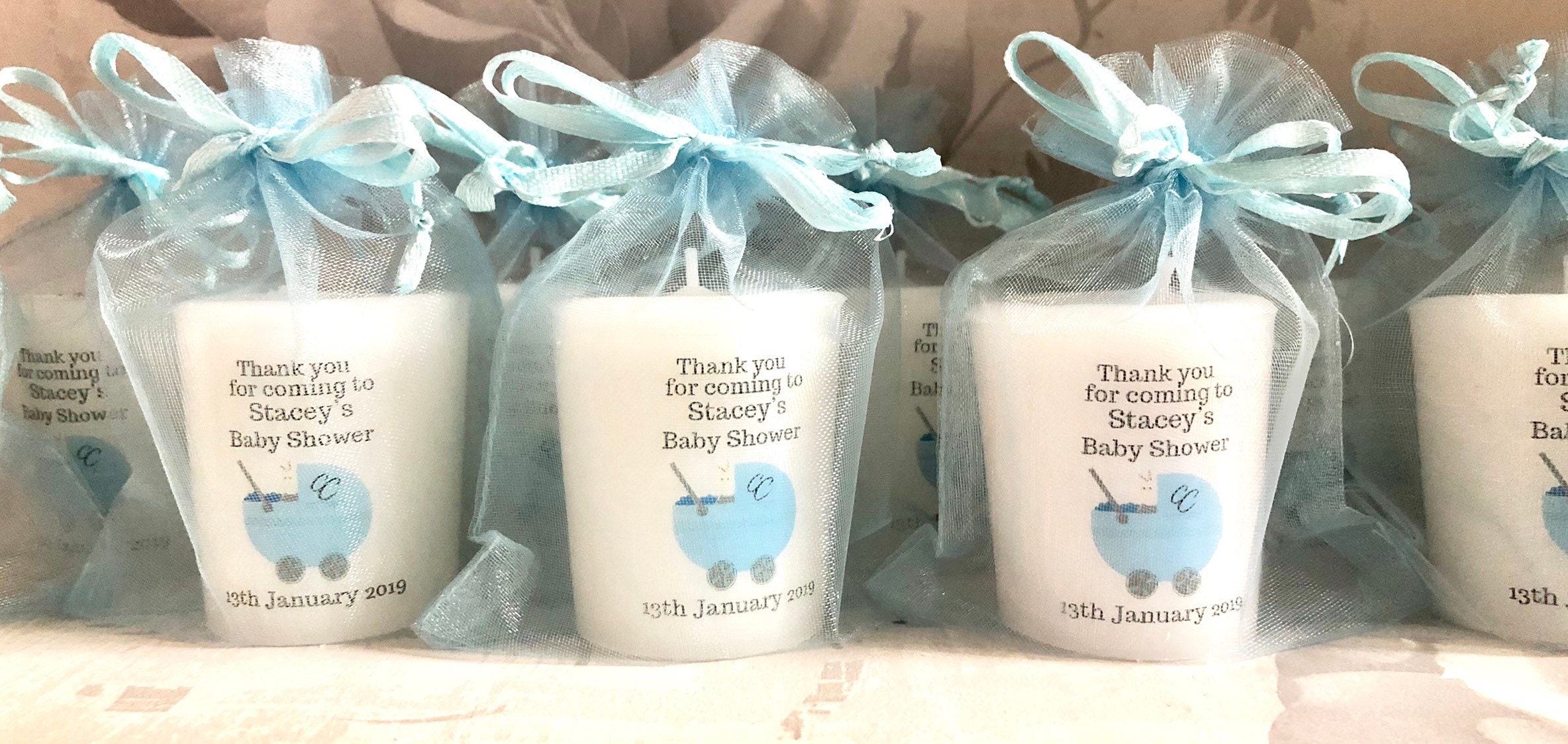SCENTED Large Handmade Personalised Baby Shower Votive Candle Etsy