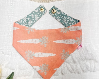Easter Carrot Dog Bandana, Reversible Cotton Snap-On Pet Scarf