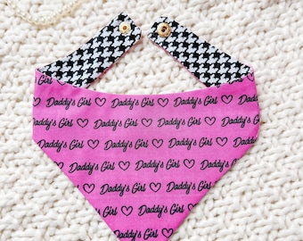 Daddy's Girl Dog Bandana, Reversible Snap On Pet Scarf