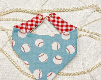 Bandana réversible pour chien de baseball, cou incurvé, écharpe à pression