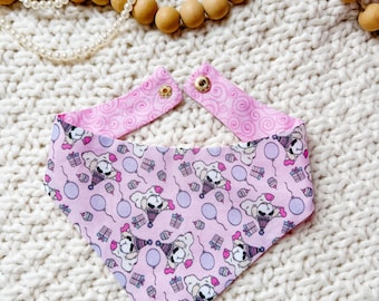 Lamb Party Hat Dog Bandana, Reversible Snap Pet Scarf