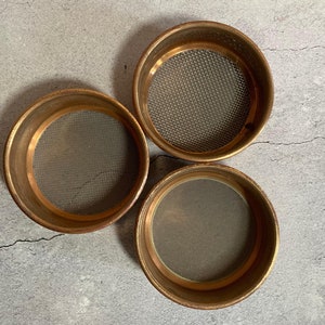 ヴィンテージ実験用ふるい3個セット（積み重ね可能）