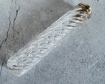 Antique Vanity Twisted Glass Jar with Silver Lid