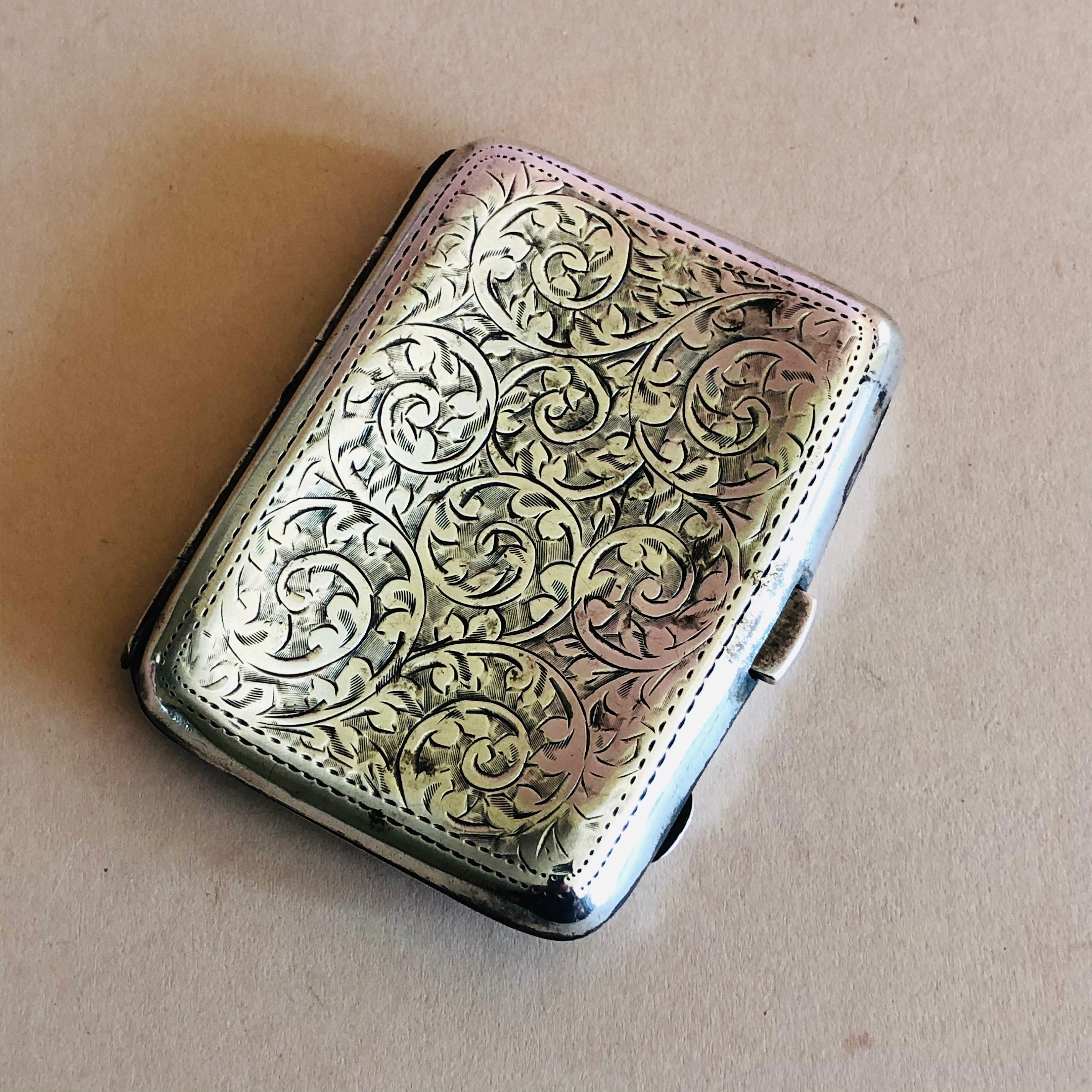 Vintage Sterling Silver Cigarette Case, 1920s Hallmarks, Silver Pocket Case,  Silver Jewellery Case, Solid Silver Case 