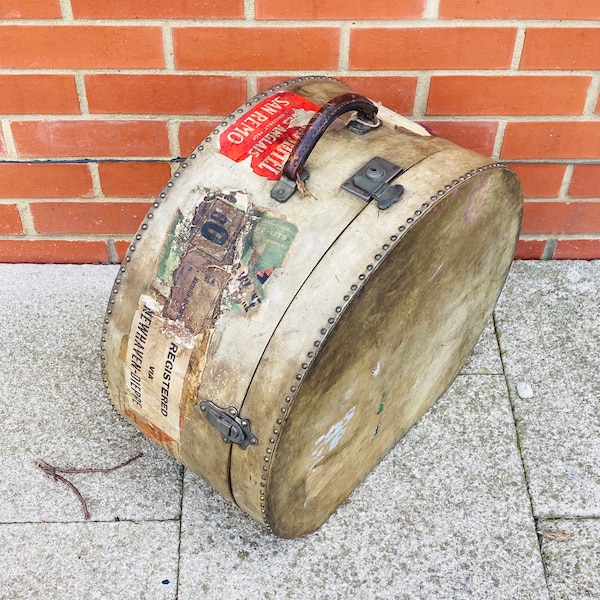 Large Vellum Hat Box Suitcase / Storage Shabby Chic Wedding Case