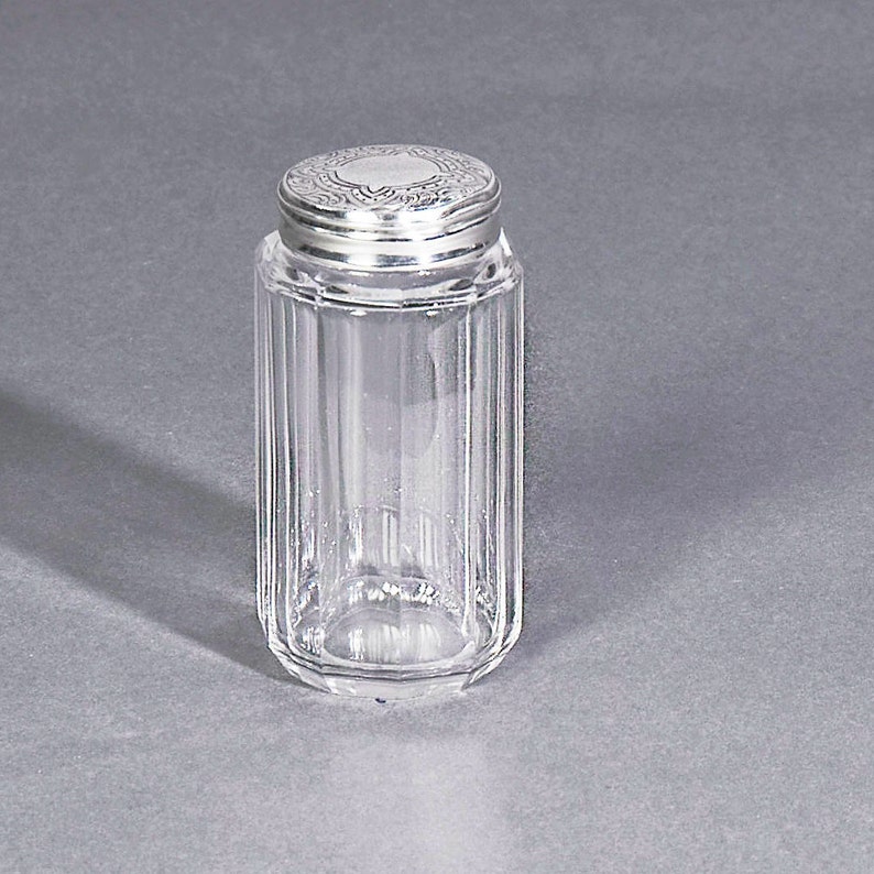 Antique Vanity Glass Container With Silver Lid Etsy