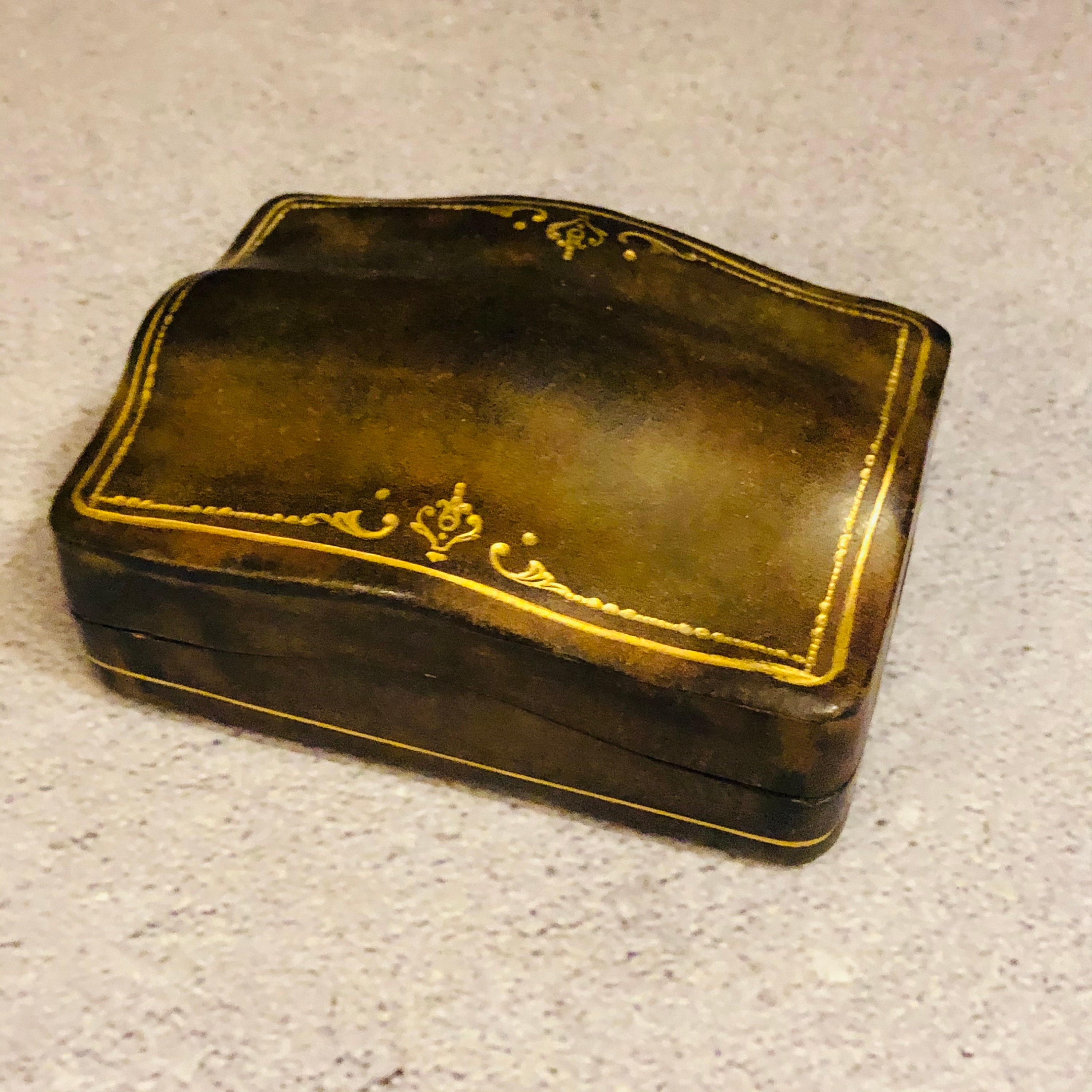 Antique leather Florentine jewellery box trinket box Etsy