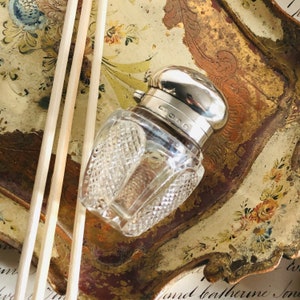 Antique Vanity Glass Container Bottle With Solid Silver Lid