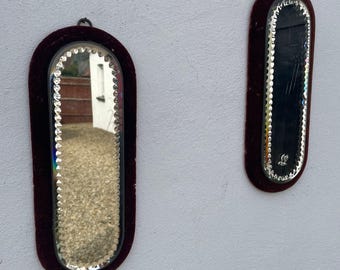 Wiktoriańskie lustro czarownic z aksamitnym wykończeniem | Lustro ekspozycyjne, płaskowyż czarownic