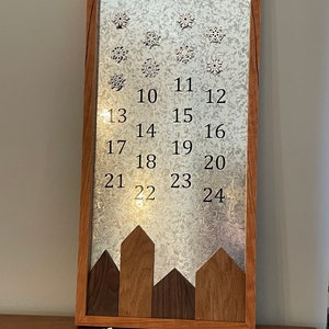 Handmade Wooden Advent Calendar with Moveable Houses and Snowflakes, Countdown to Christmas image 4