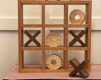 Hand-Crafted Tic-Tac-Toe Shelf - 18"x18"x4" - Cherry Wood, Walnut, and Pine - Good for toilet paper storage, play as a game, or display