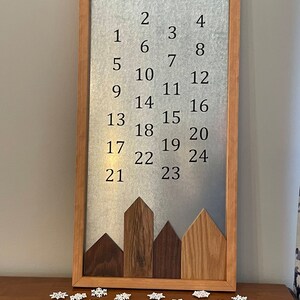 Handmade Wooden Advent Calendar with Moveable Houses and Snowflakes, Countdown to Christmas image 6