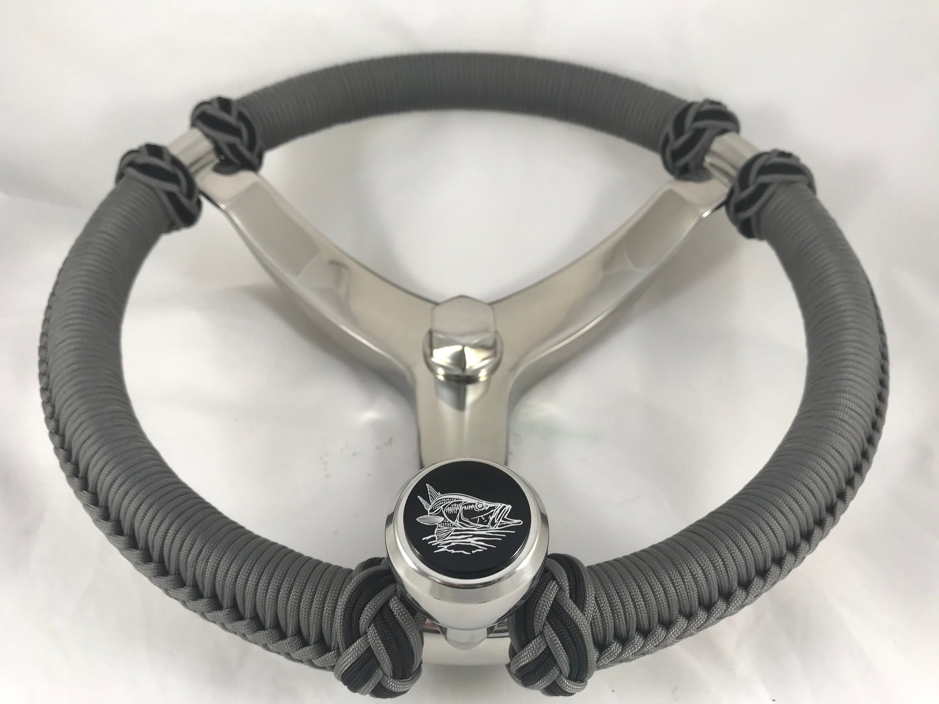 Gemlux Boat steering wheel, Stainless Steel, paracord wrapped 