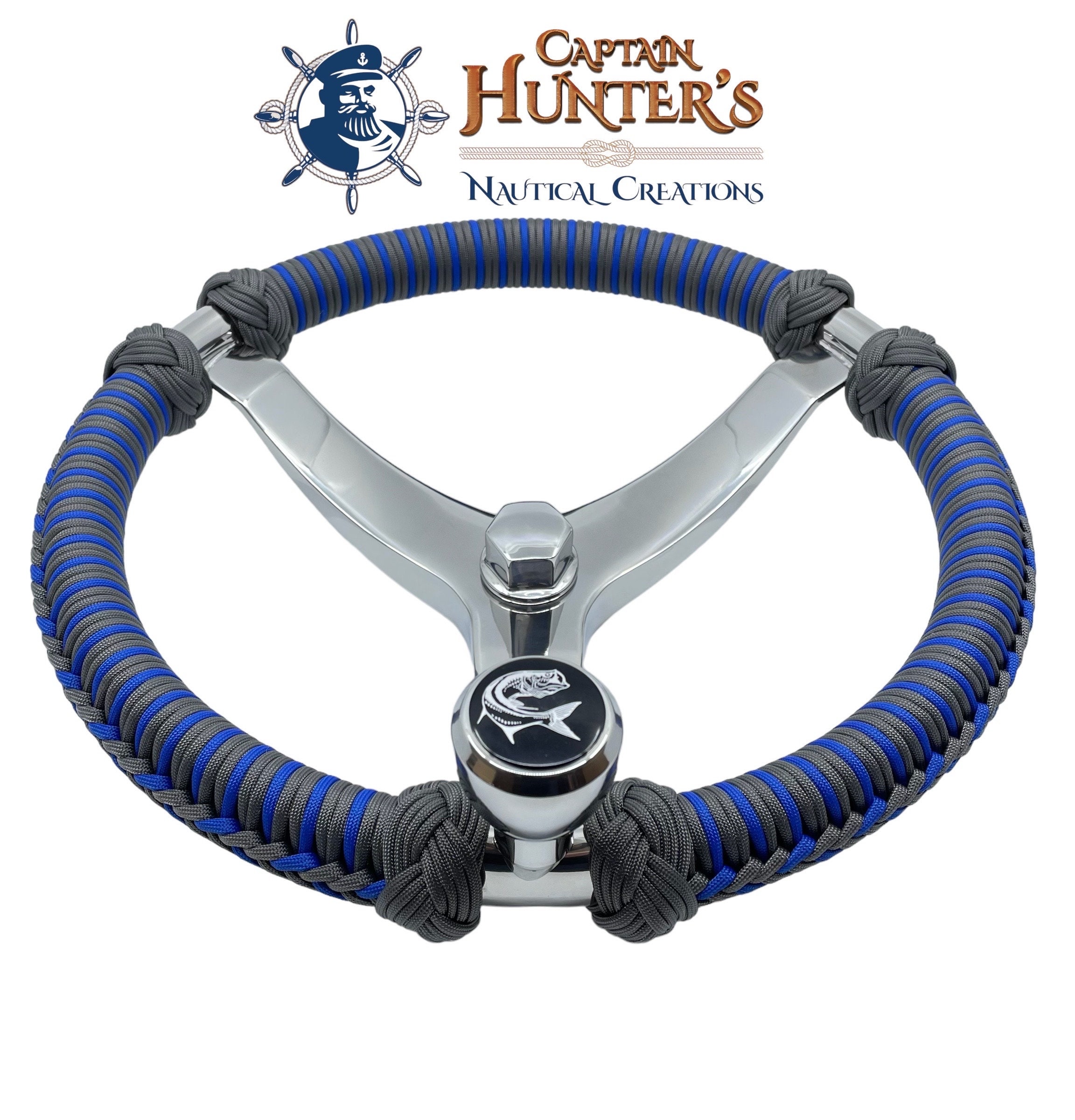 Gemlux Boat Steering Wheel, Stainless Steel, Paracord Wrapped