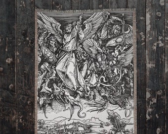 Albrecht Dürer Saint Michael Fighting the Dragon Woven Art Blankets
