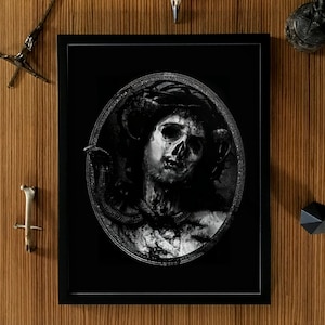 Póster de arte oscuro enmarcado de Nestor Avalos demoníaco