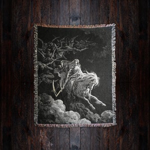 Death On The Pale Horse Doré Dark Woven Art Blanket