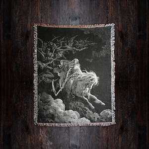 Death On The Pale Horse Doré Dark Woven Art Blanket