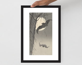 Two bats in the Full Moon Framed Poster