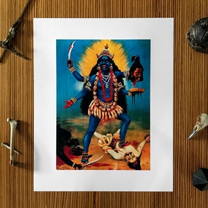 Kali Trampling Shiva Raja Ravi Varma Art Poster
