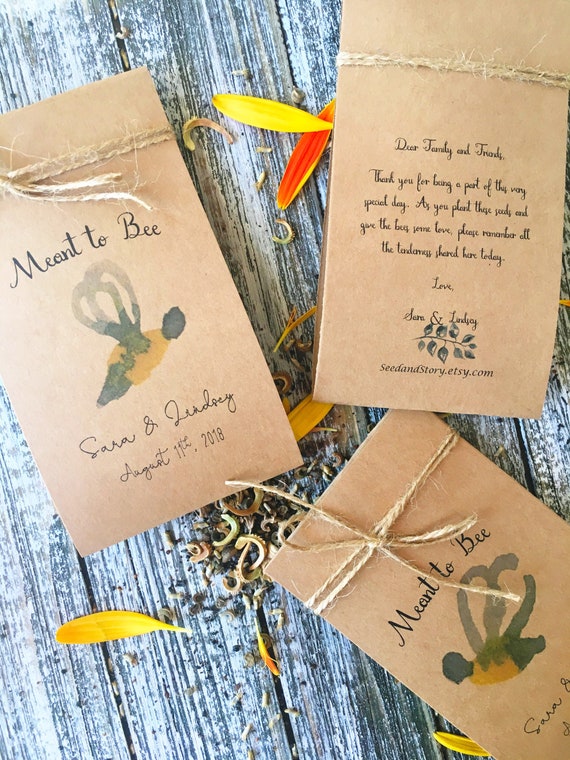 Wedding flower seeds packets Wedding Favor Navy blue Wedding 100 Flower Seed Favors Boho Wedding Favors meant to bee Bee favors