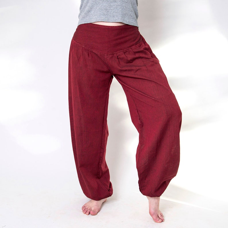 Pantalon de pompage avec poches, coton, bleu océan, rose, bleu, sarouel, femme Dunkelrot